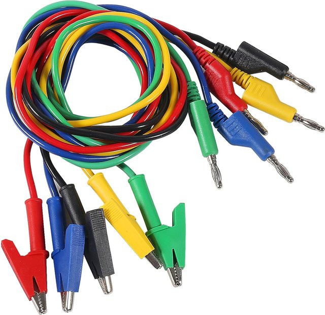 AOKIN Multimeter-Bananenstecker mit Krokodilklemmen und Prüfspitzen, 5 Stück, 4 mm, bunt, Silikon - Bild 1
