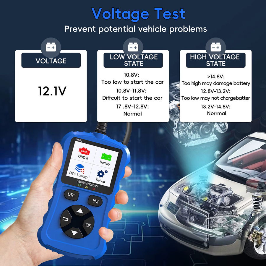 OBD2-Scanner Auto-Code-Lesegerät in Blau mit Plug-and-Play-Funktion zur CAN-Diagnose und zum Lesen sowie Löschen von Motorfehlercodes - Bild 4