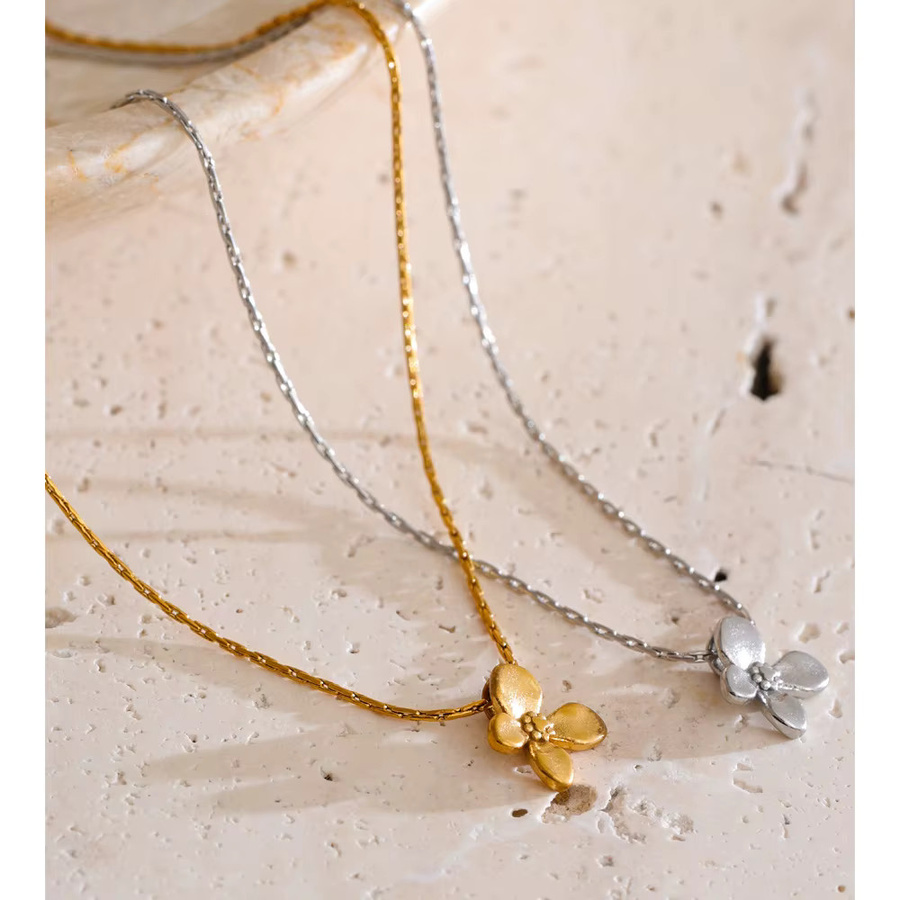 Yhpup Halskette mit Blumen-Anhänger, Edelstahl, Gold, Damen - Bild 1