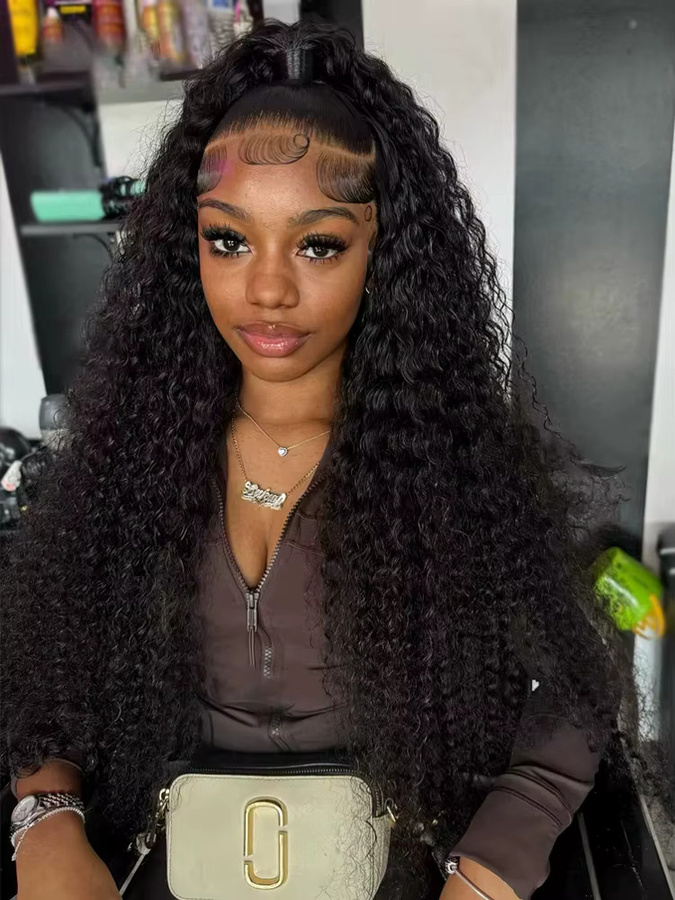 QZOQZO Echthaarperücke, Kinky Curly HD Lace Frontal, 42 Zoll, Damen - Bild 6