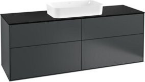 Villeroy & Boch Waschtischunterschrank Finion in Schwarz, Wandmontage mit internen Schubladen - Bild 1