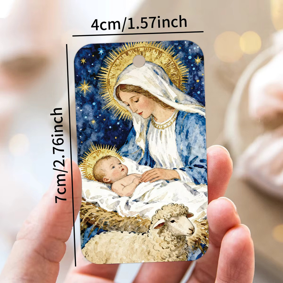 50 Stück religiöse Jesus-Krippe Hängeetiketten aus Papier in Mehrfarbig für Weihnachten, Ostern und Taufe mit Seil und Geschenkverpackung - Bild 6