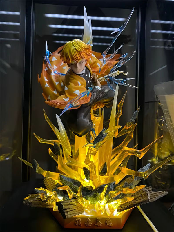Bandai Agatsuma Zenitsu Anime Figur aus Kunstharz, leuchtende Doppelkopf-Statue in Gelb, Höhe: 30 cm - Bild 4