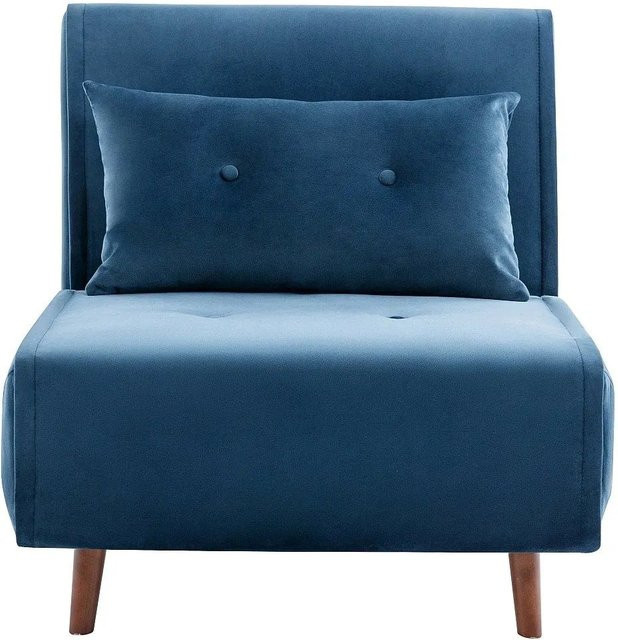 Vente-unique Schlafsessel Uribia aus Samt in Marineblau, Breite: 77,5 cm - Bild 1