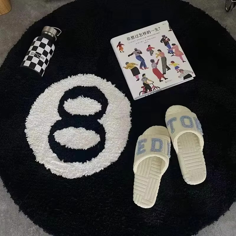 VIKAMA Billard Black Eight Teppich in Schwarz, runder Dekoteppich für Badezimmer, Schlafzimmer oder Eingangsbereich - Bild 4