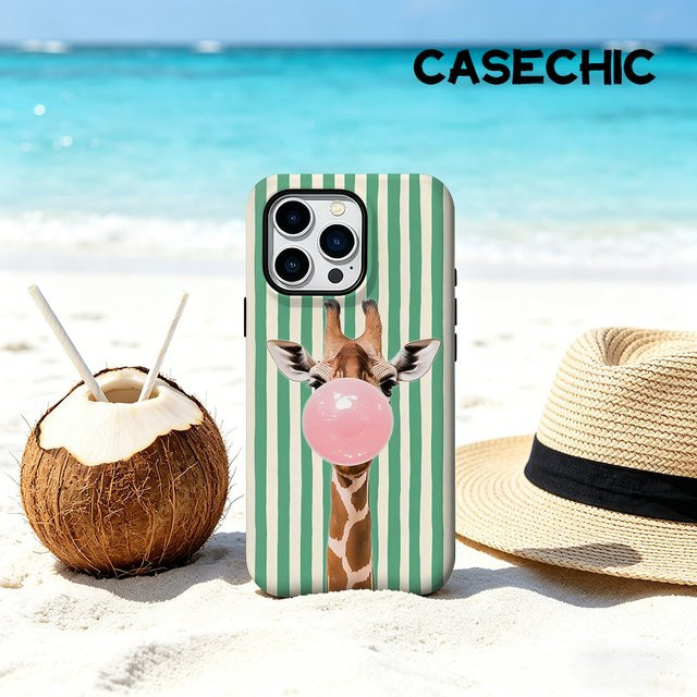 CaseChic Matte Bumper Schutzhülle mit MagSafe Kompatibilität für iPhone 17 16 15 14 Plus Pro Max, Stoßfeste Bubble Giraffe Design, Mehrfarbig - Bild 1