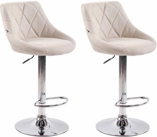 CLP 2er Set Barhocker Lazio in Creme mit Stoffbezug und Metallgestell - Bild 1