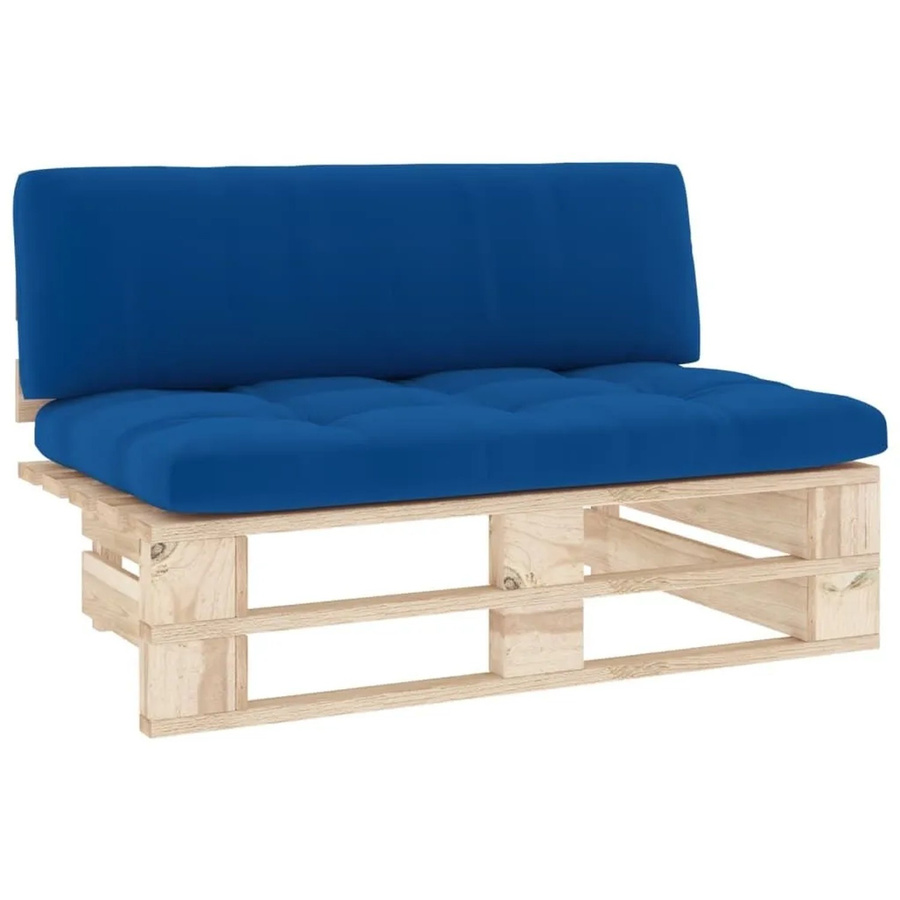 vidaXL Outdoor-Mittelsofa aus imprägniertem Kiefernholz mit blauen Polstern für Garten und Terrasse - Bild 2