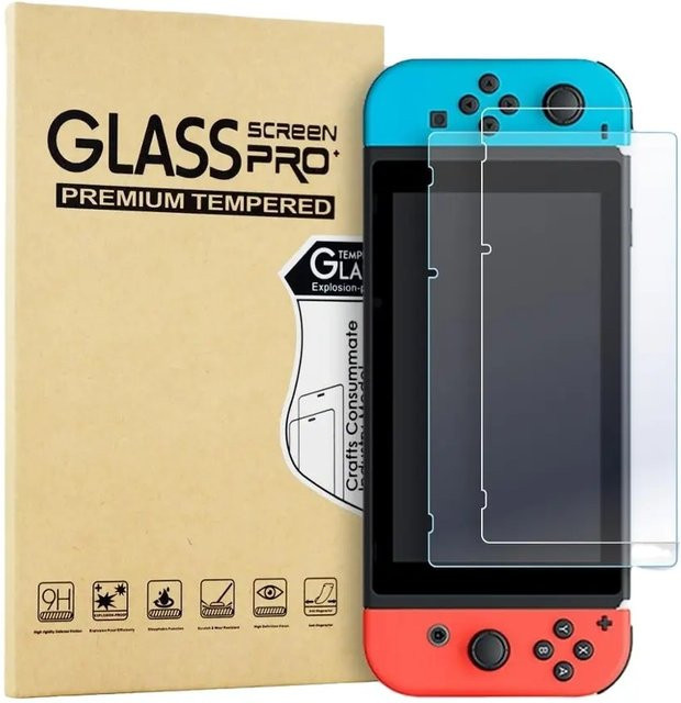2er-Set Displayschutzfolie aus gehärtetem Glas für Nintendo Switch, transparent - Bild 1
