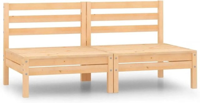 vidaXL Garten-Mittelsofas Set aus 2 Stück aus Massivholz Kiefer in Braun - Bild 1
