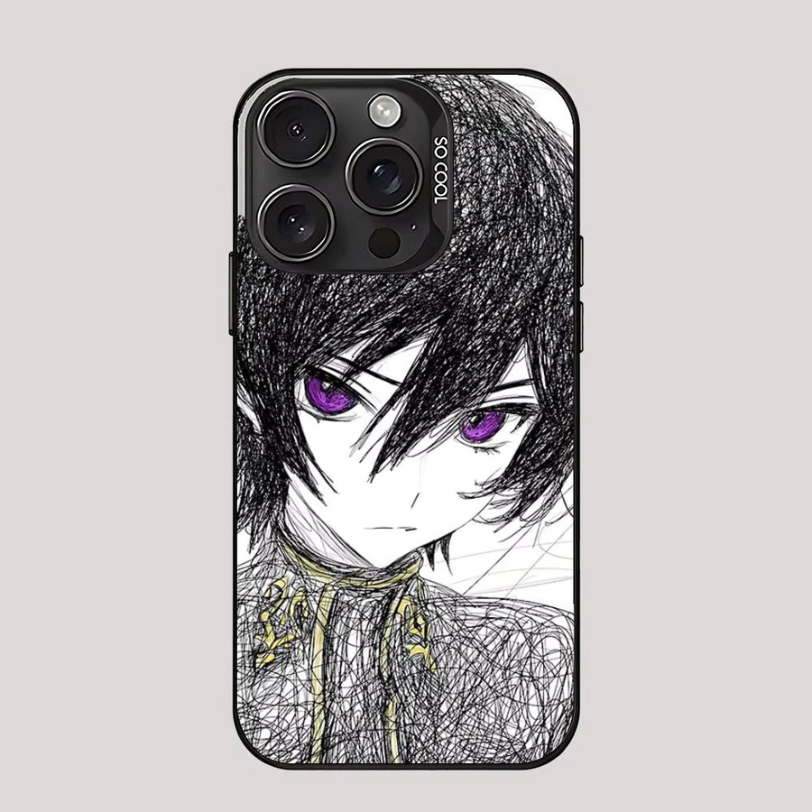 Stoßfeste transparente Handyhülle im Comic Code Geass Design für Apple iPhone 11 bis 17 Pro Max Plus in Schwarz und Weiß - Bild 4