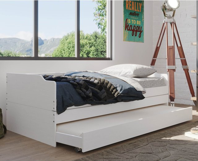 Inter Link Funktionsbett Lotar aus Massivholz mit Schubladen in Weiss, Breite: 90 cm, Länge: 200 cm - Bild 1