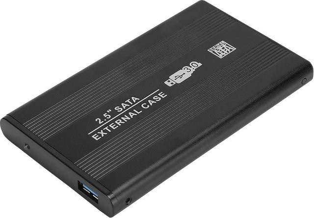 OutsideWorld Externes 2,5 Zoll SATA USB 3.0 Festplattengehäuse aus Aluminium in Schwarz - Bild 1