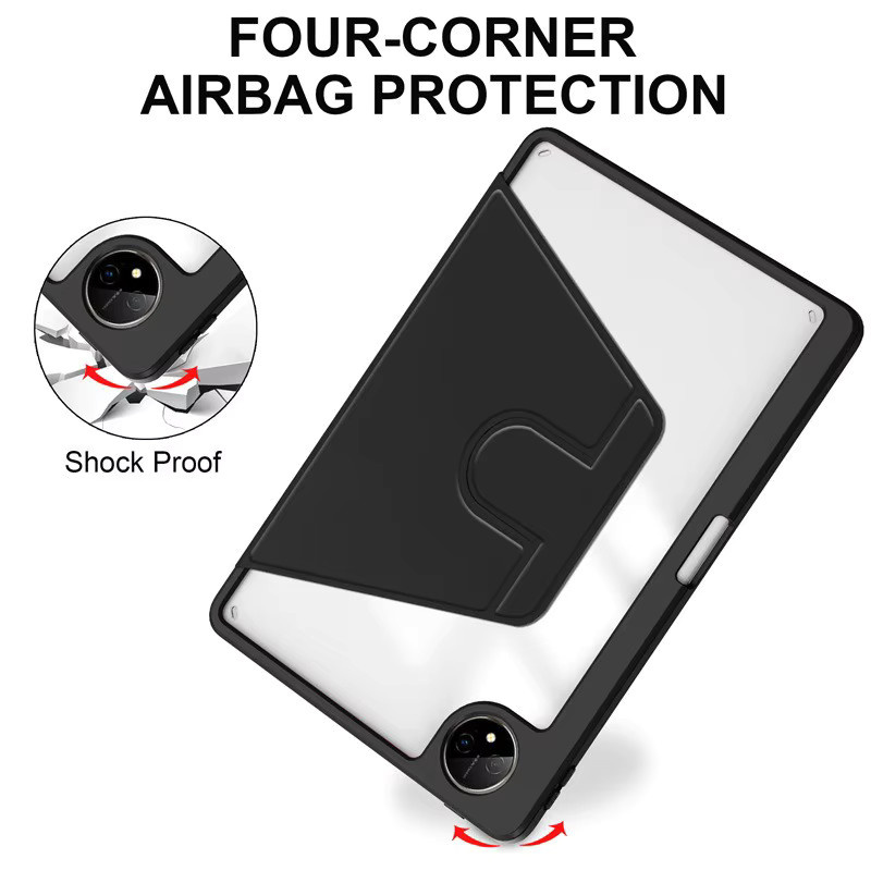 Stoßfeste Smart Fall Schutzhülle für Huawei Matepad 11,5 S Pro 13,2 SE 11 Air 10,4 12,6 und Honor Pad 9 V8 Pro 12,1 mit 360 Grad Rotation in Schwarz - Bild 4