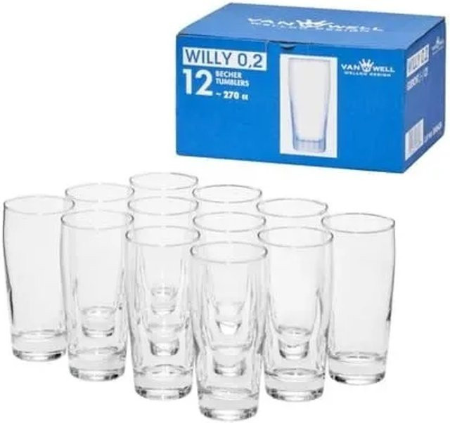 Van Well Willi Becher aus Glas, transparent, geeicht, 120er Set, 0,2 l - Bild 2