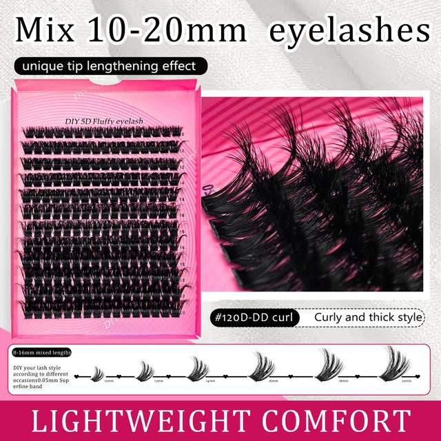 Anlinnet Wimpern-Cluster CC/DD Curl, 240 Stück, 10-20mm, Unisex - Bild 1