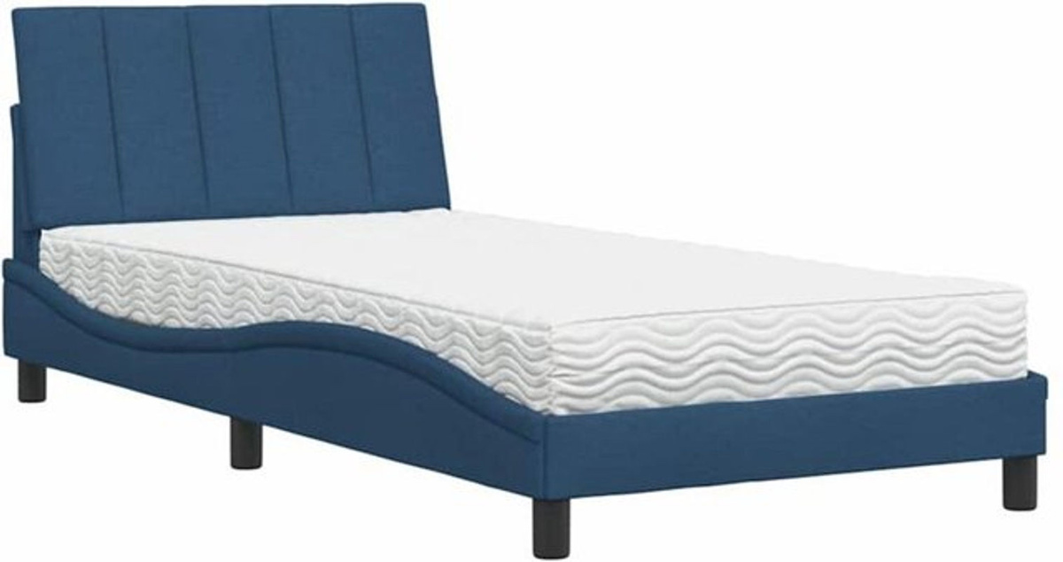 Polsterbett Hanko von vidaxl mit Matratze in Blau und Weiß aus Stoff und Metall, B/T/H: 100 x 200 x 105 cm - Bild 1