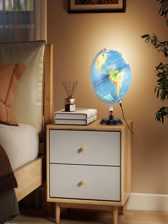 GOFLAME Beleuchteter Weltglobus in Antik-Optik mit Holzständer und warmweißem Licht, 30,48 cm Durchmesser - Bild 6