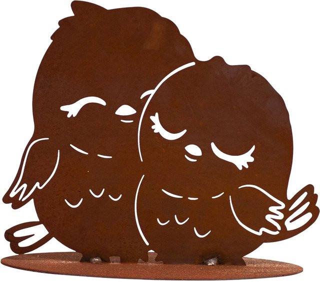 Ferrum Art Design Deko-Figur Vogelpärchen auf Platte aus Metall in Braun, B: 32 cm, H: 25 cm - Bild 1