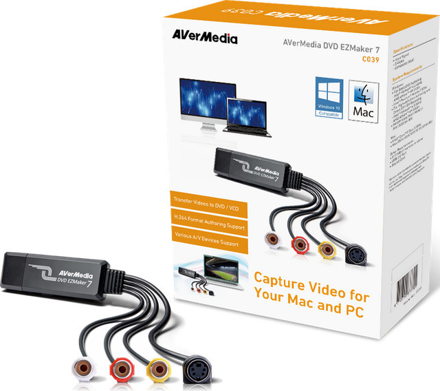 AVerMedia DVD EZMaker 7 Externes DVD-Laufwerk mit CyberLink Software und USB-Anschluss in Schwarz, B/T/H: 150 x 200 x 50 mm - Bild 1