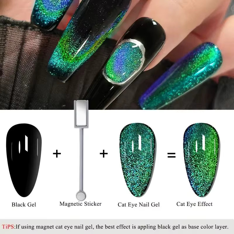 Faandin Nagellack, siebenfarbiger Pfauen-Katzenaugen-Gel, 7 ml - Bild 4