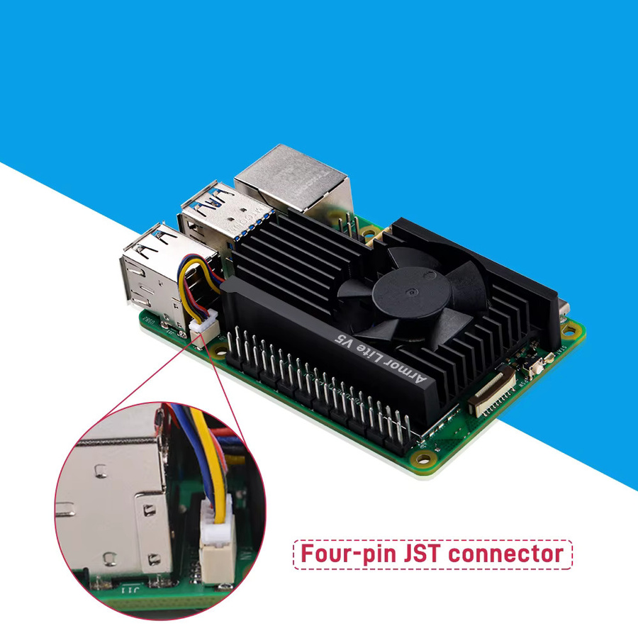 52pi Raspberry Pi 5 3510 Armor Lite V5 Luftkühler mit Lüfter in Schwarz - Bild 6