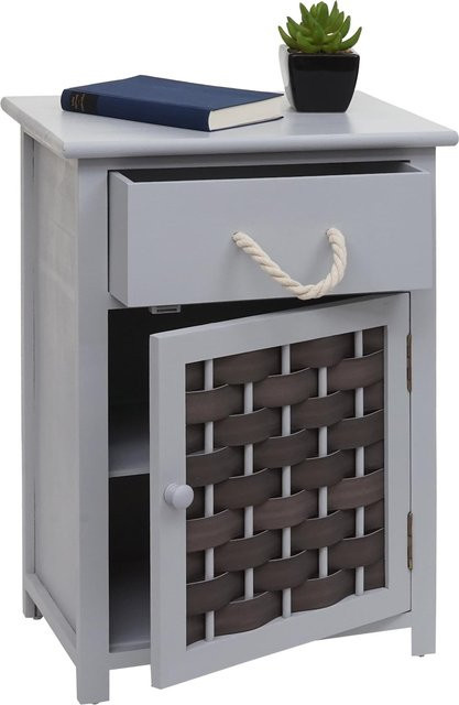MCW Kommode K83 aus Paulownia Holz und Polyrattan in Grau und Dunkelgrau, B/T/H: 55 x 39,5 x 28,5 cm - Bild 1