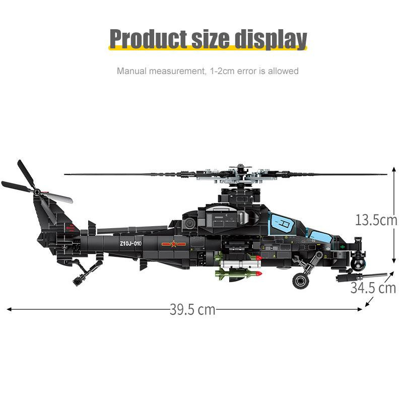 SEMBO Militärhubschrauber Z-10 Bausteine SWAT Kampfhubschrauber 732 Teile - Bild 2