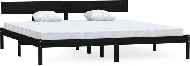 vidaXL Massivholzbett aus Kiefer in Schwarz, Modernes Doppelbett B/T/H: 180 x 200 x 185,5 x 206,5 cm - Bild 1