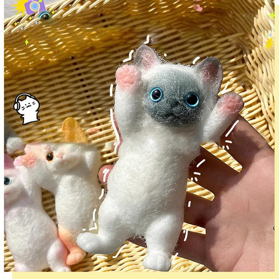 Yiran bag Niedliche Beflockte Katze Stressabbau Spielzeug - Bild 2