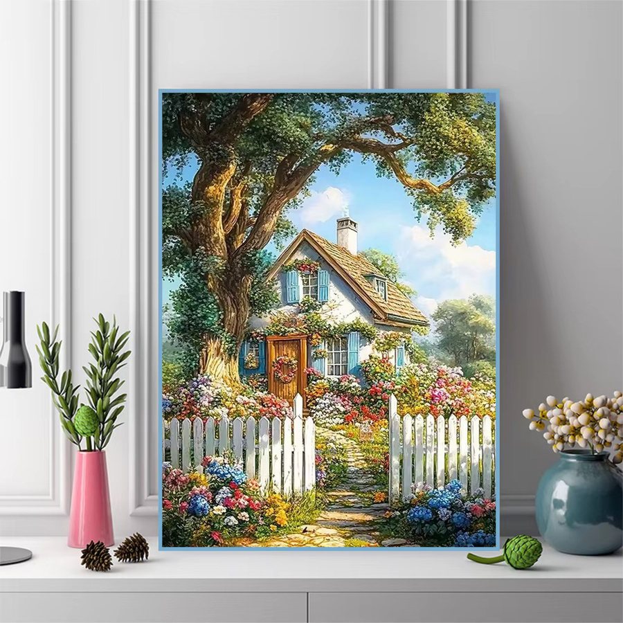 Momoart DIY Diamantmosaik Set Landschaft Gartenhaus mit runden Steinen in Multicolour, B/H: 30 x 30 cm - Bild 3