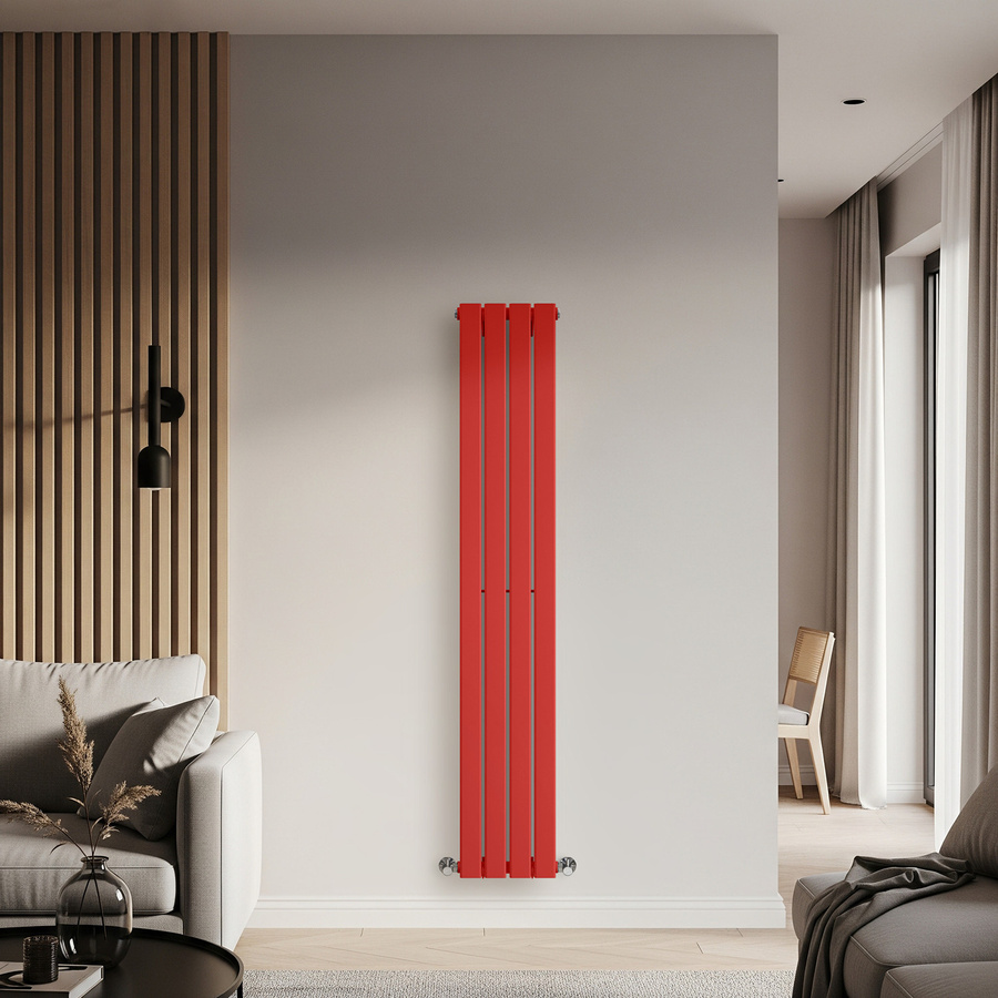 Einlagiger Design-Heizkörper Delta Vertikal in Rot, Höhe: 160 cm, Breite: 28 cm - Bild 1