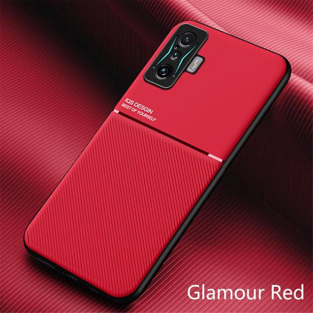 Xiaomi Poco F4 GT 5G Handyhülle aus weichem Leder mit magnetischer Auto-Halterung in Rot - Bild 1
