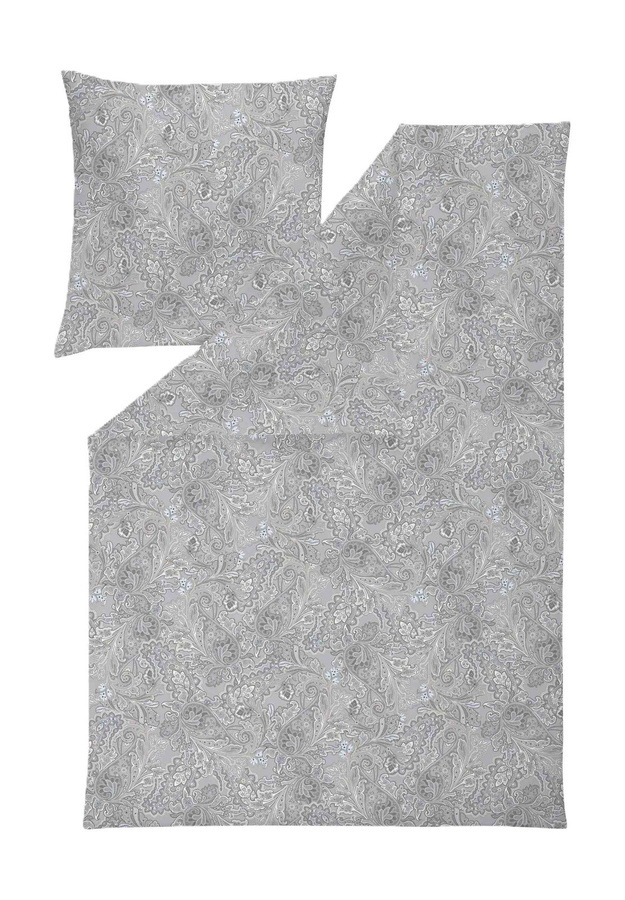 Estella Mako Jersey Bettwäsche Paisley in Silber Grau Beige mit Bettbezug und Kissenbezug, B/H: 135 x 200 cm, Kissen: 80 x 80 cm - Bild 1
