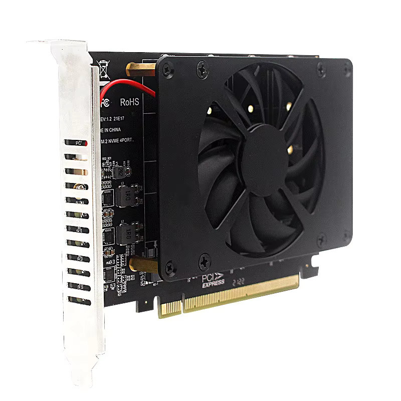 T.F.SKYWINDINTL M.2 zu PCI-E NVMe Erweiterungskarte für 4 NVMe SSDs, PCIe x16 RAID Adapterkarte, Schwarz, unterstützt 2230 2242 2260 2280 Formfaktoren - Bild 2