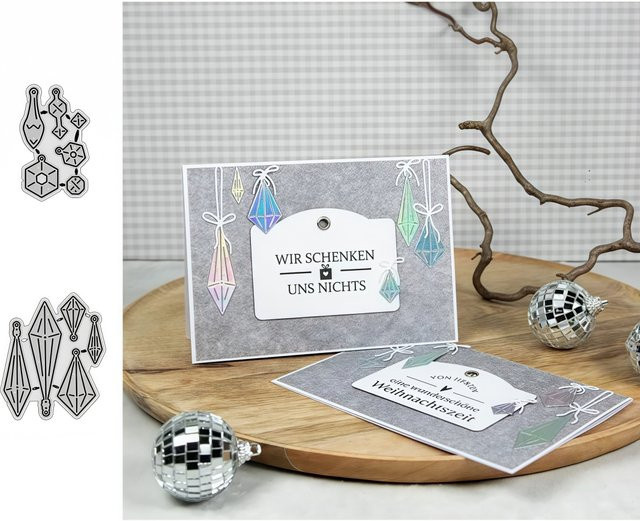 Kegelförmige Metall-Stanzform in Silber für Weihnachtskarten und Scrapbooking - Bild 1