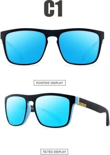 Yuyongzhi Sonnenbrille, Unisex, Square, Vollrand, Acetate, blue, polarisiert - Bild 1
