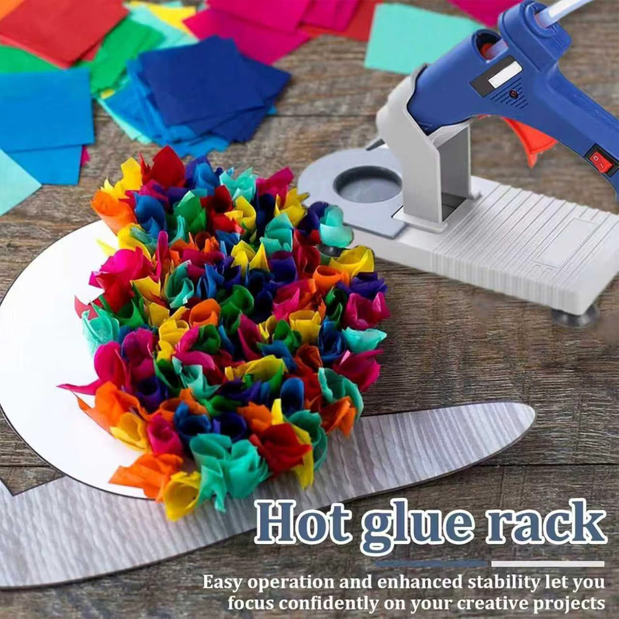 Hitzebeständiger Klebepistolenständer aus Kunststoff in Grau als rutschfeste und tropfsichere Halterung für Kunsthandwerk und Heimwerken - Bild 1