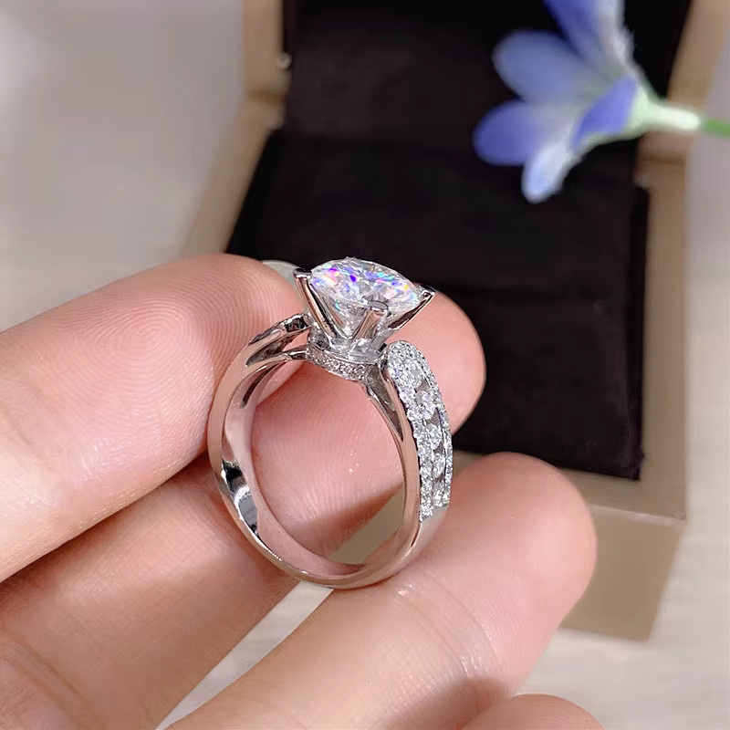 Huitan Eheringe, Silber, Kristall, Zirkonia, Damen - Bild 4