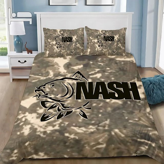 Nash Fishing Bettwäscheset aus Mikrofaser mit Bettbezug und Kissenbezug, Braun, B/H: 155 x 220 cm - Bild 1
