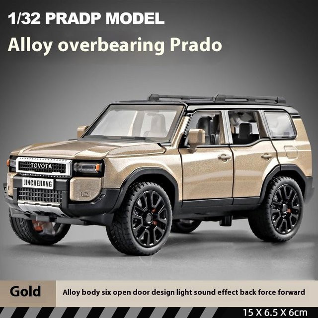 Linyi toy car Toyota Prado Land Cruiser Geländewagen, Modellauto, 1:32, Grau, Metall - Bild 1