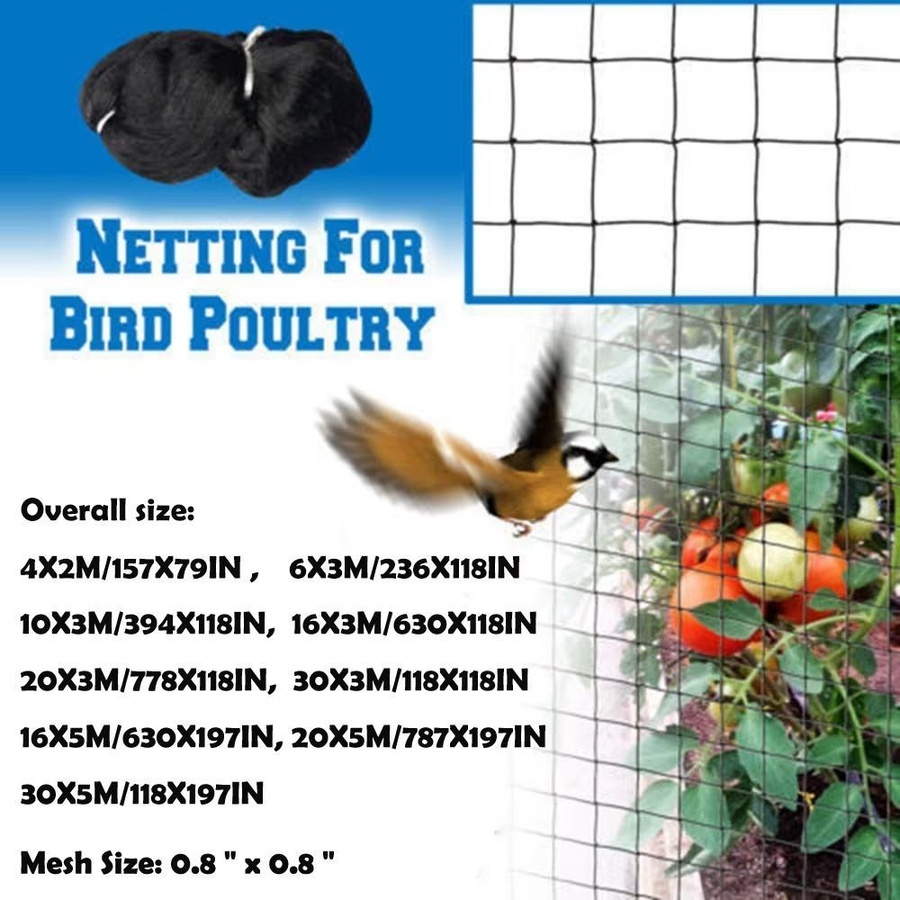 taihaowan Vogelschutznetz aus schwarzem Kunststoff-Nylon zum Schutz von Gartenpflanzen, Obstbäumen und Feldfrüchten, B x H: 8 x 3 m - Bild 6