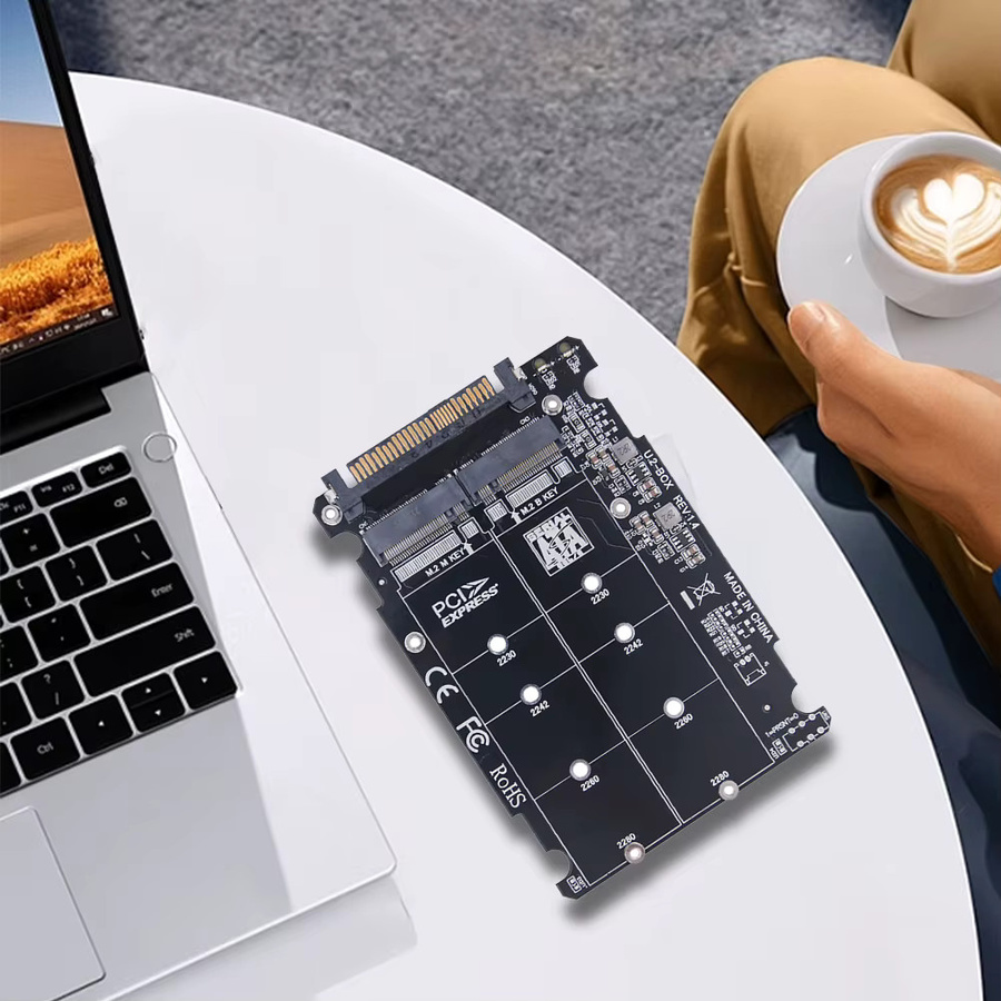 ALLOET M.2 NVMe zu U.2 Adapterkarte mit Gehäuse für NGFF SATA und NVMe SSDs, SFF-8639 Anschluss - Bild 2