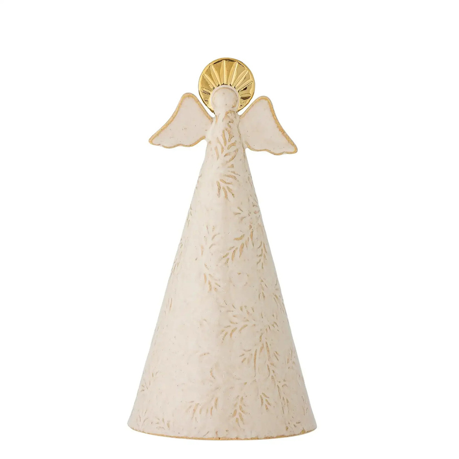 Bloomingville Engel Liza Keramikfigur in Weiß und Gold mit Relief, Höhe: 20 cm - Bild 1