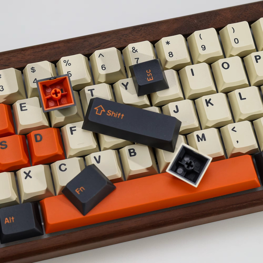 KBDiy GMK Carbon Keycap Set Retro PBT ISO Double Shot Cherry Profile für mechanische Gaming-Tastaturen mit MX Switches in Blau und Multicolour - Bild 4