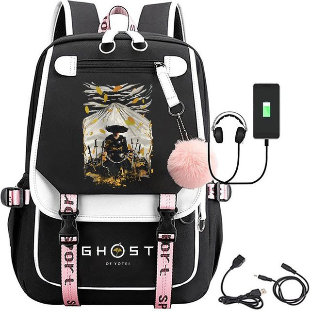 3-teiliges Schulrucksack-Set in Schwarz aus Oxford-Stoff mit Schultasche, Schultergurt und Federmäppchen - Bild 1