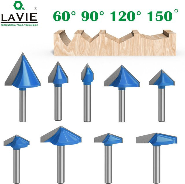 LAVIE V-Typ Schlitzen Cutter Bit CNC Gravur Fräser aus Hartmetall mit 6mm Schaft C06027 - Bild 1