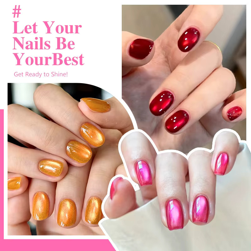 MEET ACROSS Glas-Bernstein-Katzenaugen-Magnetgel-Nagellack, Glänzend - Bild 5