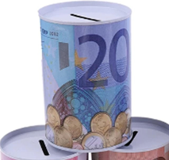 Niedrige EURO-Spardose aus Metall für Kinder zum Sammeln von Bargeld - Bild 1