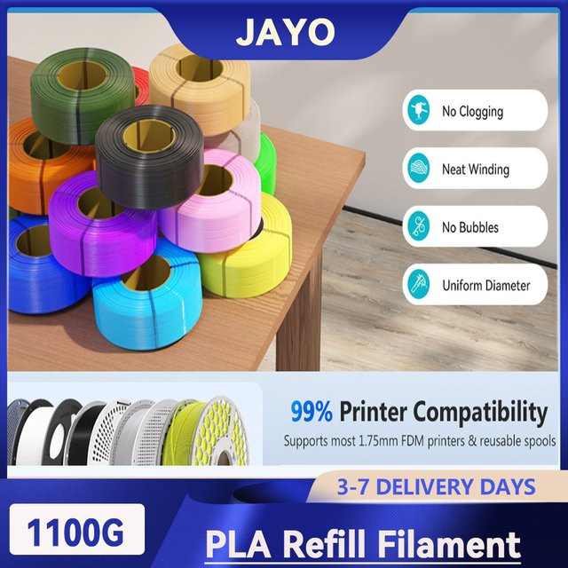 JAYO 3D PLA Filament Nachfüllpack Schwarz 1,1 kg für Bambu Lab und FDM 3D-Drucker - Bild 1